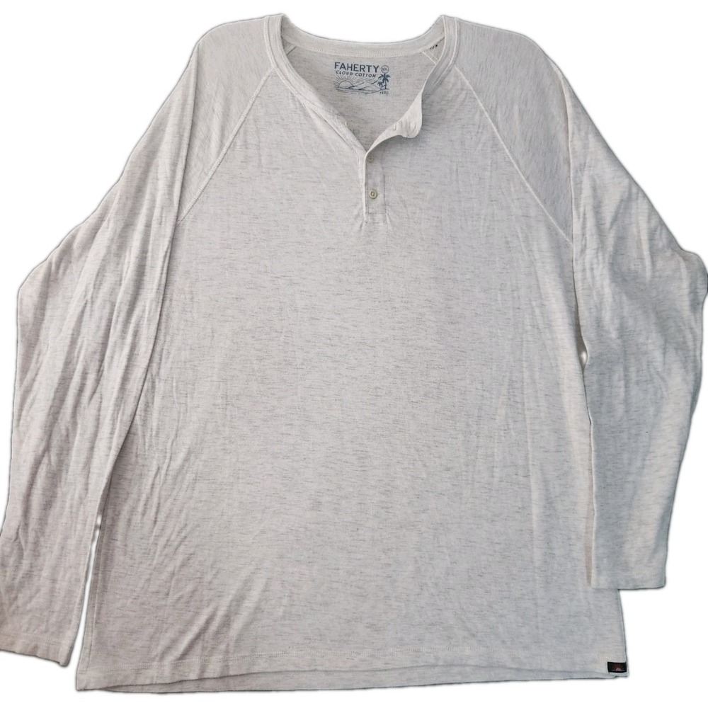 Faherty Shirt Men's Sz XXL Cloud Cotton Henley Preppy Cool Comfort Ultra Soft